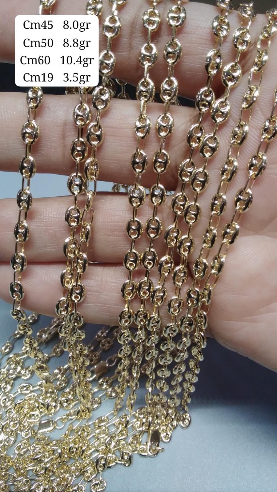 Cadena guccci Oro18kilates italiano de 60 cm de 10.7 gramos