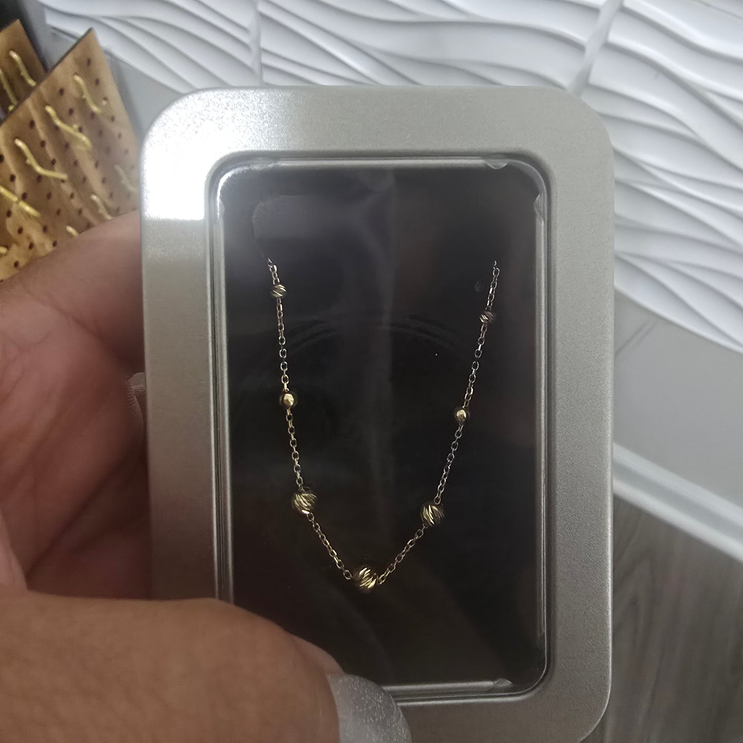 Pulsera de bola lisa de 1.7 gramos de 18 cm extensible en Oro18kilates italiano amarillo