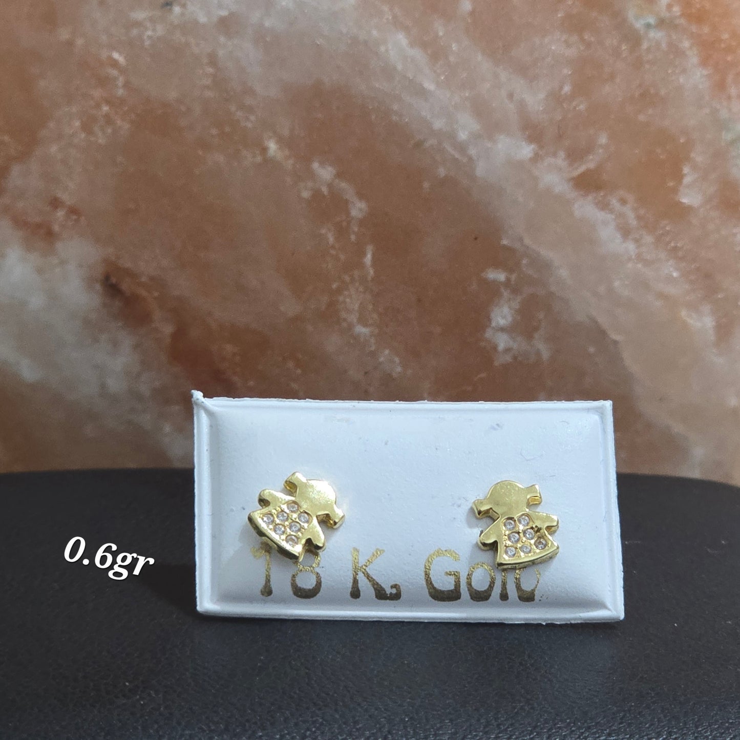 Zarcillos de angelito con zircones blancos de 0.6gr