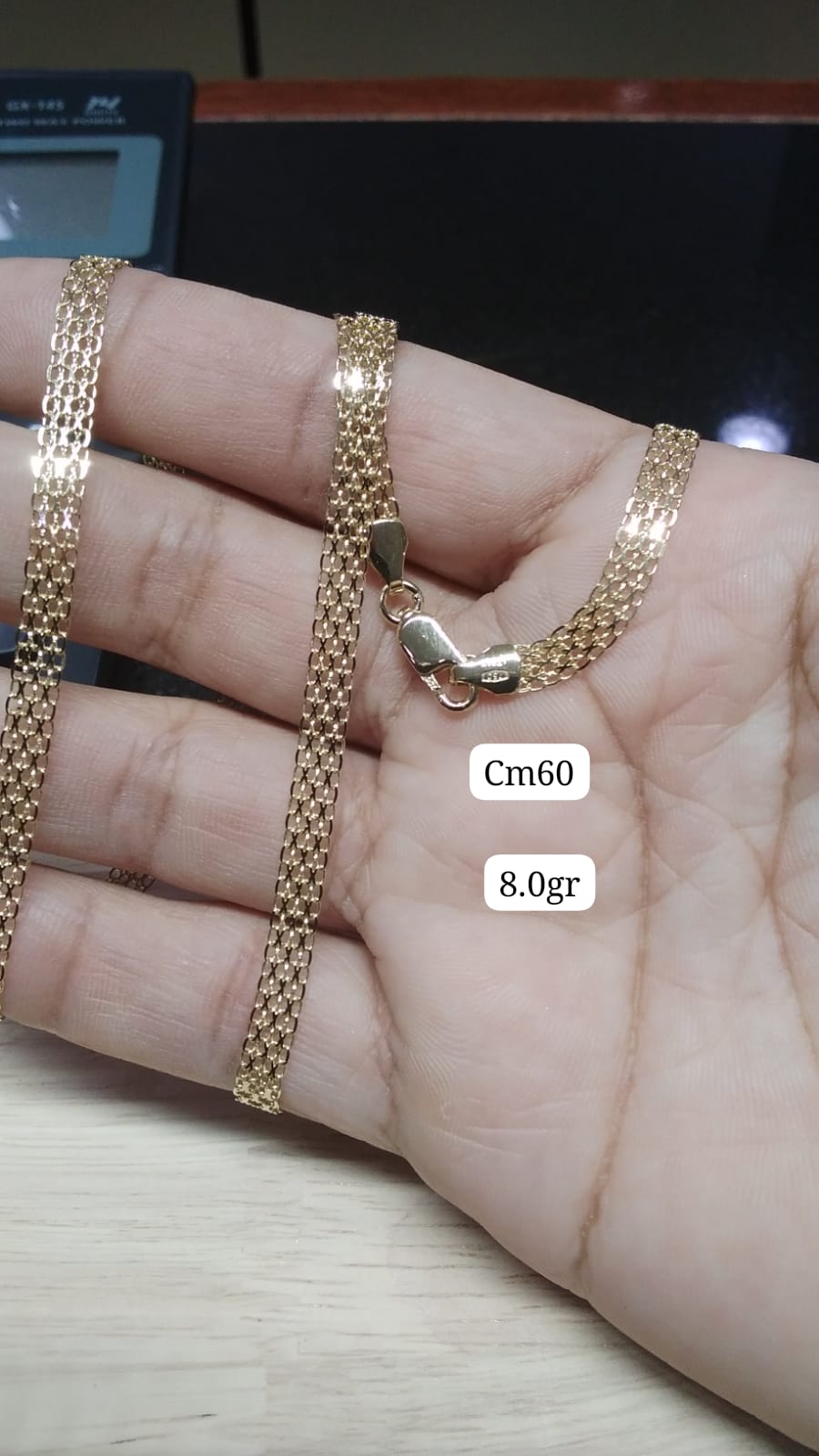 Cadena tejido bismark de 60 cm en Oro18kilates italiano amarillo de 8 gramos