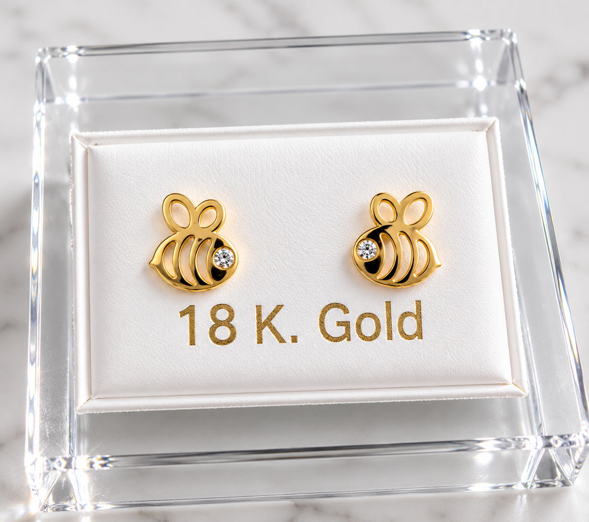 Bee stud earrings with zircon