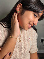Aretes de Doble Zirconia Verde – oro sólido de 18 kilates