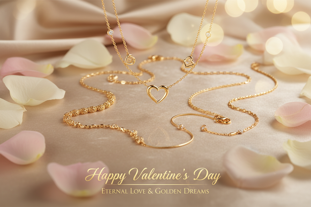 Banner con joyas elegantes San Valentín