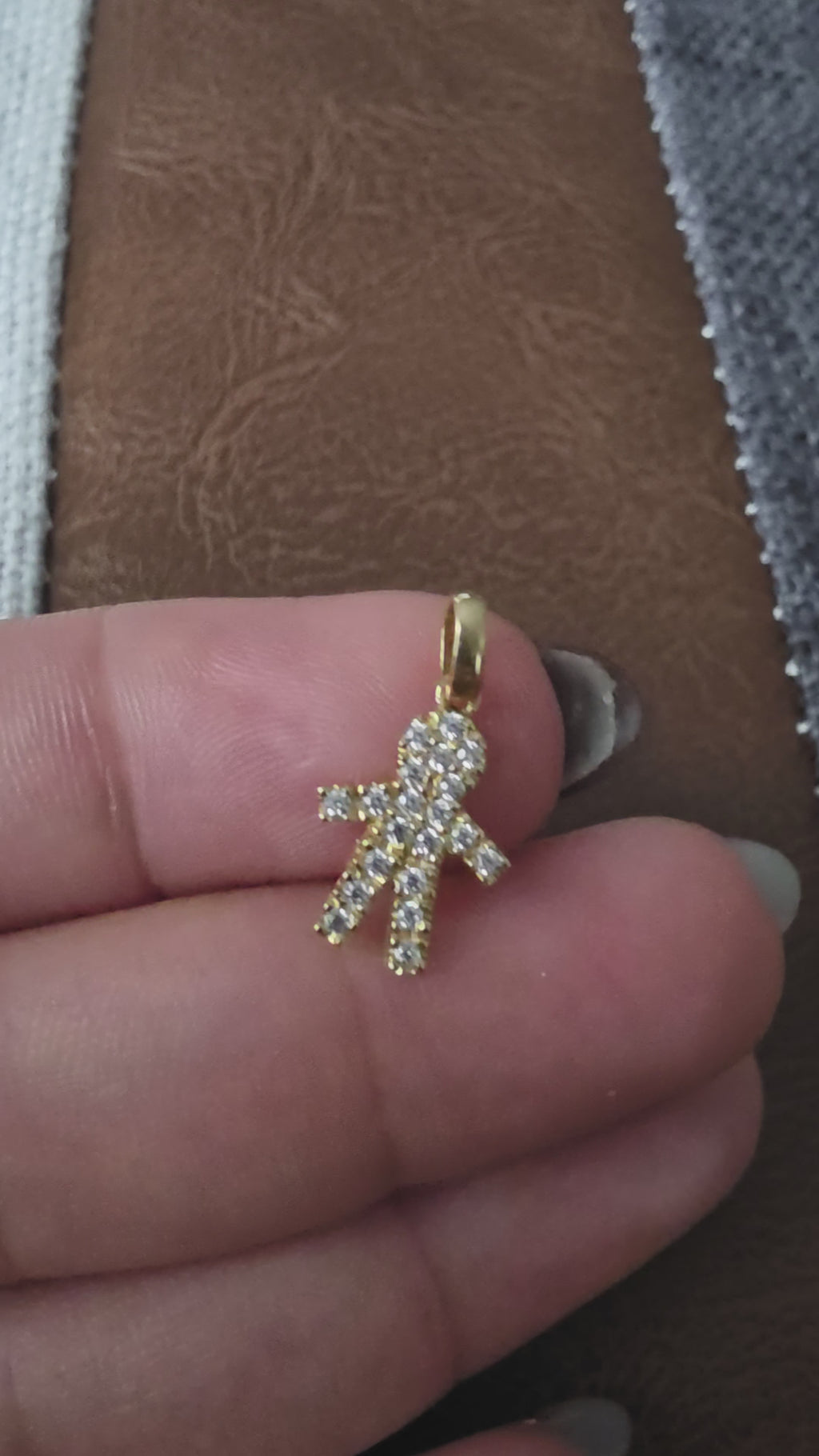 Boy pendant with white zircons – solid 18k gold