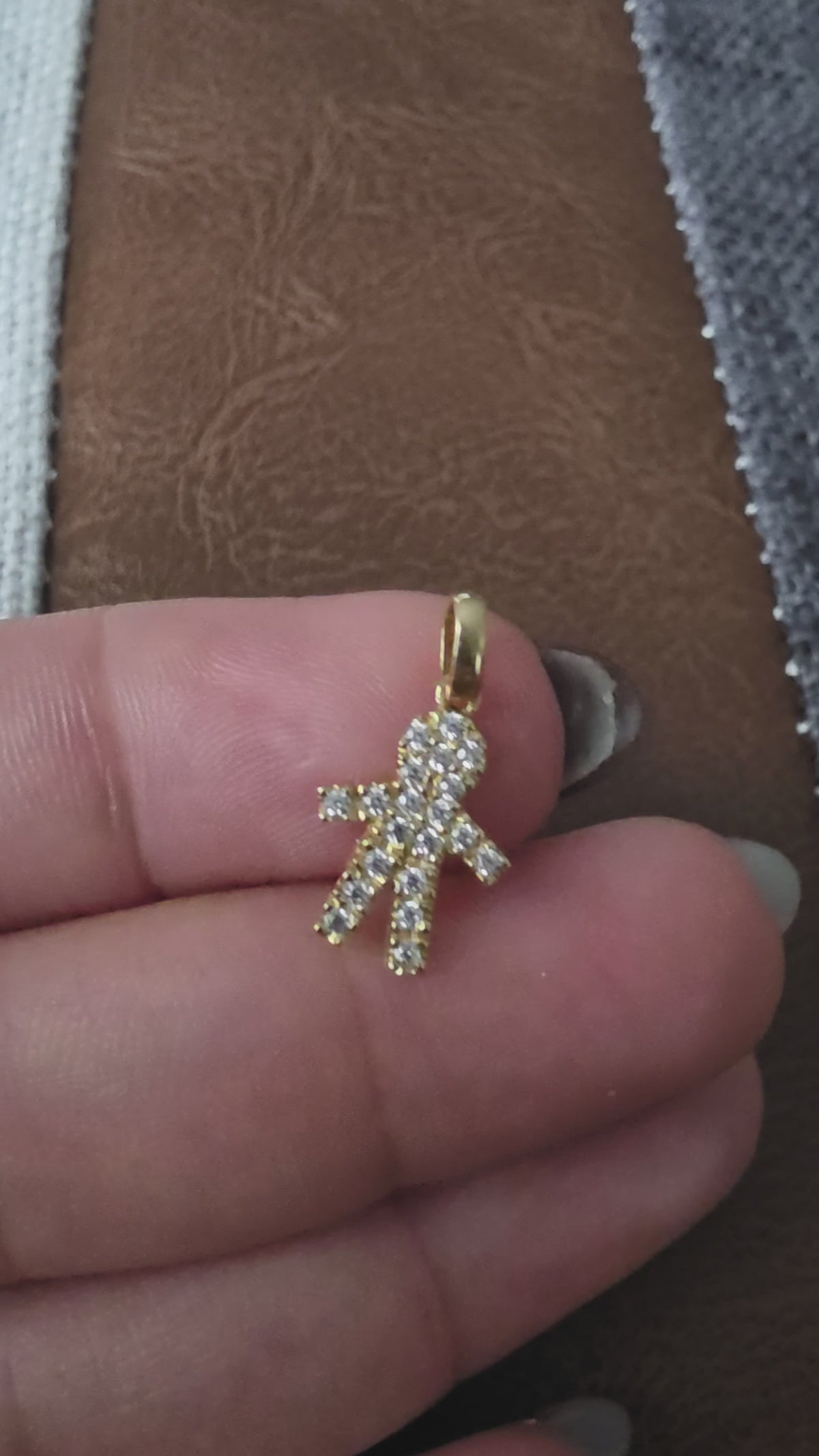 Boy pendant with white zircons – solid 18k gold