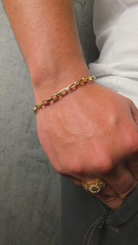 Paper clip cube bracelet – solid 18k gold