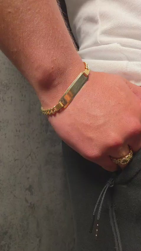 Cuban ID bracelet – solid 18k gold
