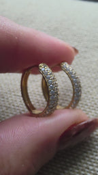 White zircon hoop earrings – solid 18k gold, 2.6 g