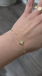 Pulsera de trébol reversible en oro amarillo italiano de 18 quilates