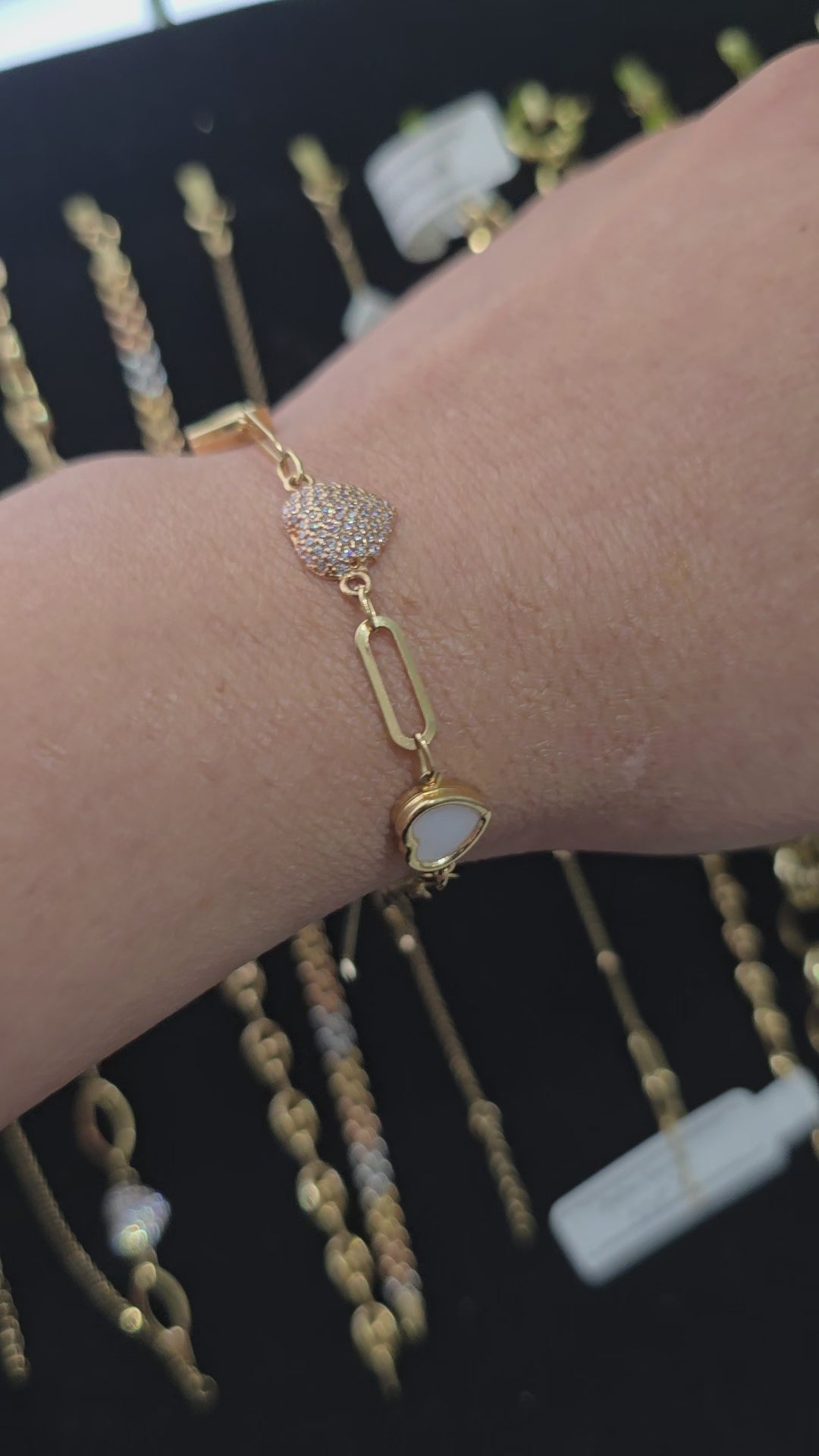 Pulseras de mujer en forma de corazón con circonitas de colores