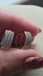 White zircon hoop earrings – solid 18k gold, 3 g