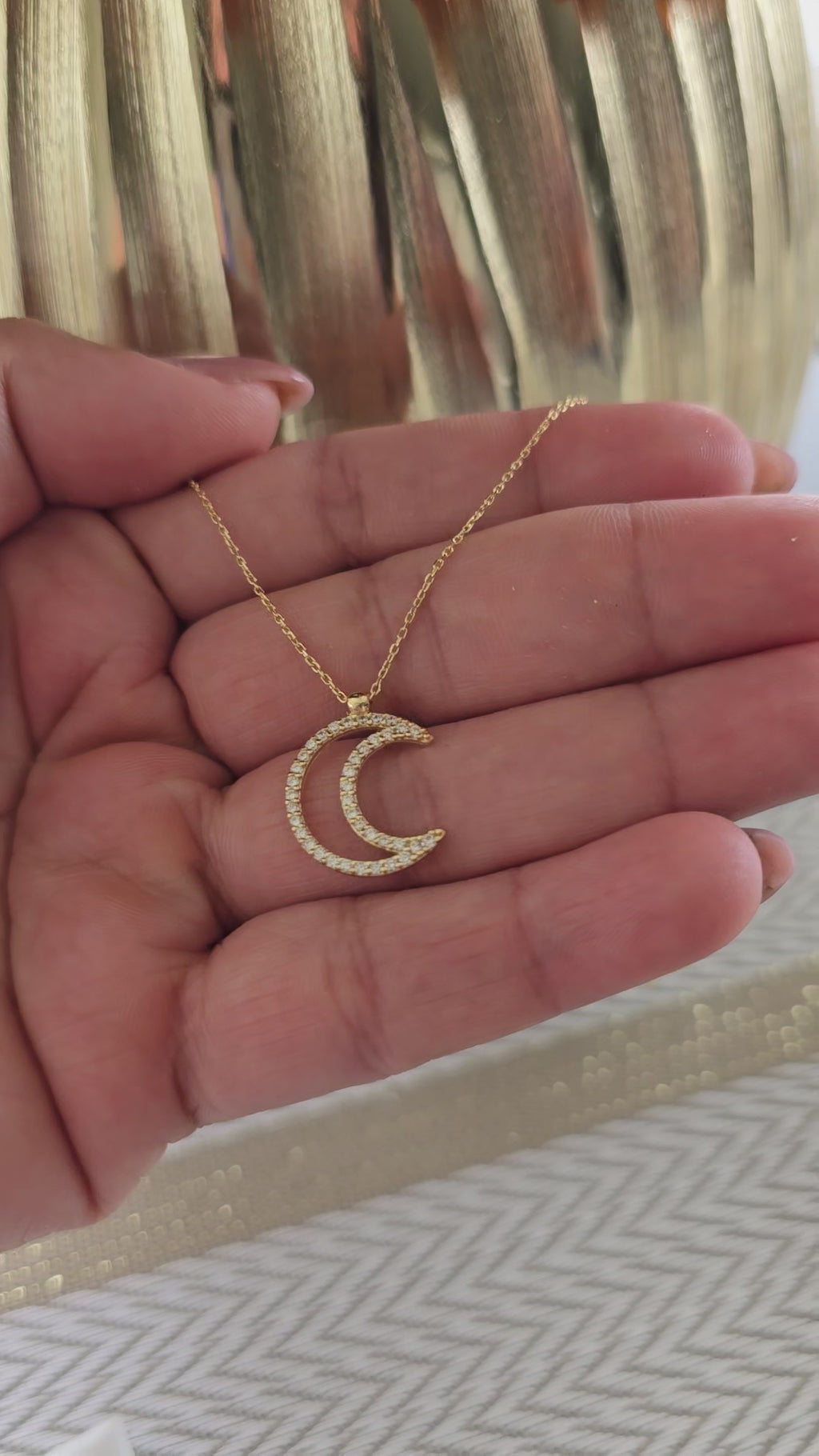 Set of moon chain with white zircons, 45 cm, extendable, in 18-karat Italian yellow gold, 2.4 grams