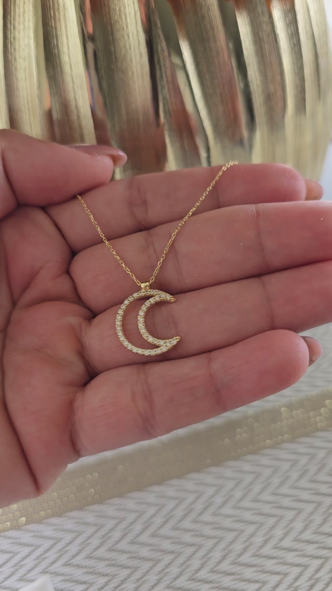Set of moon chain with white zircons, 45 cm, extendable, in 18-karat Italian yellow gold, 2.4 grams