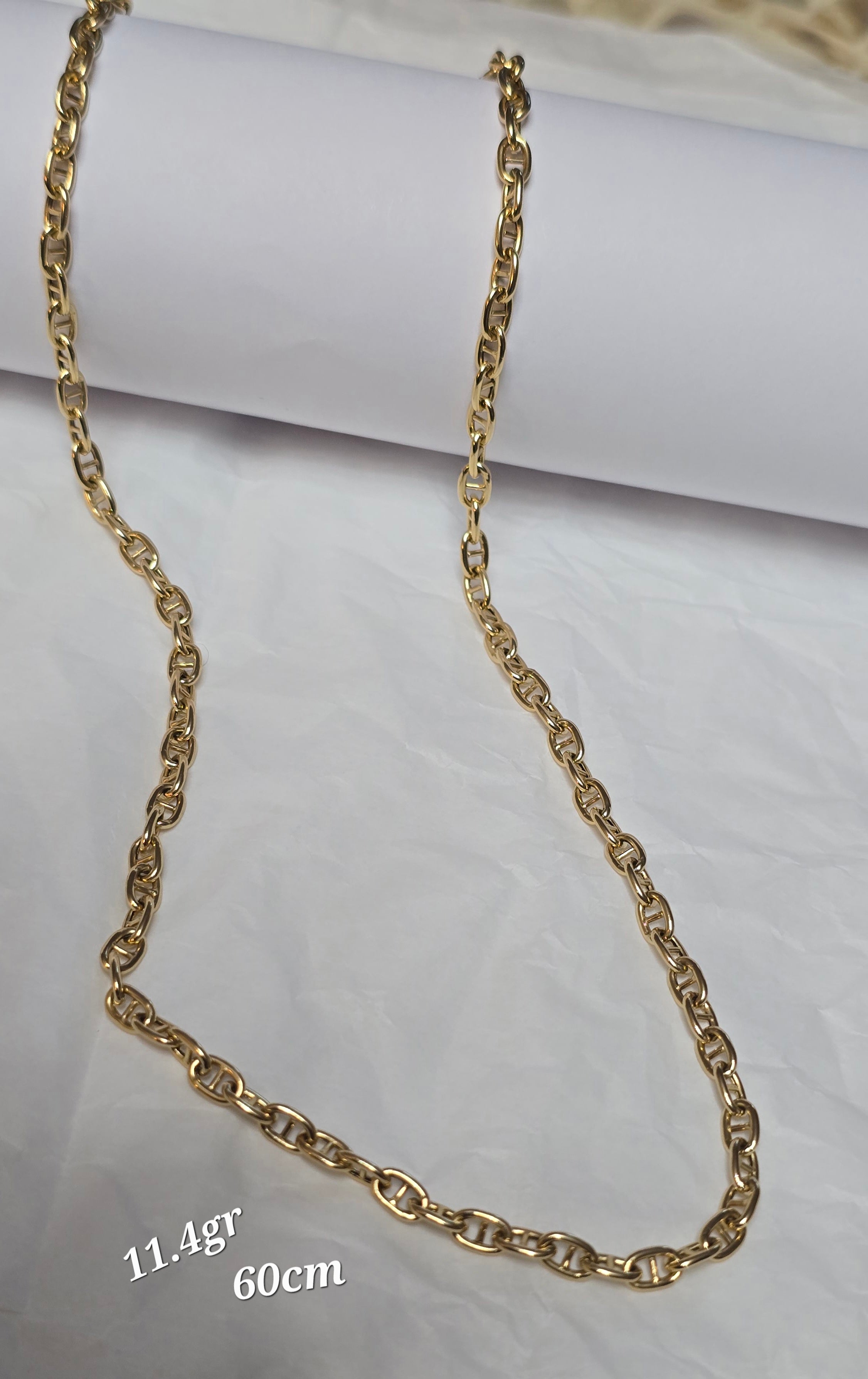 Marinara weave chain in 18karat Italian yellow gold, 60cm, 11.4 grams