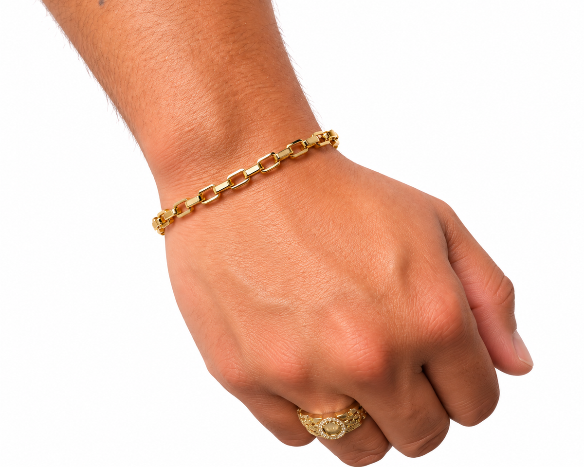 Paper clip cube bracelet – solid 18k gold