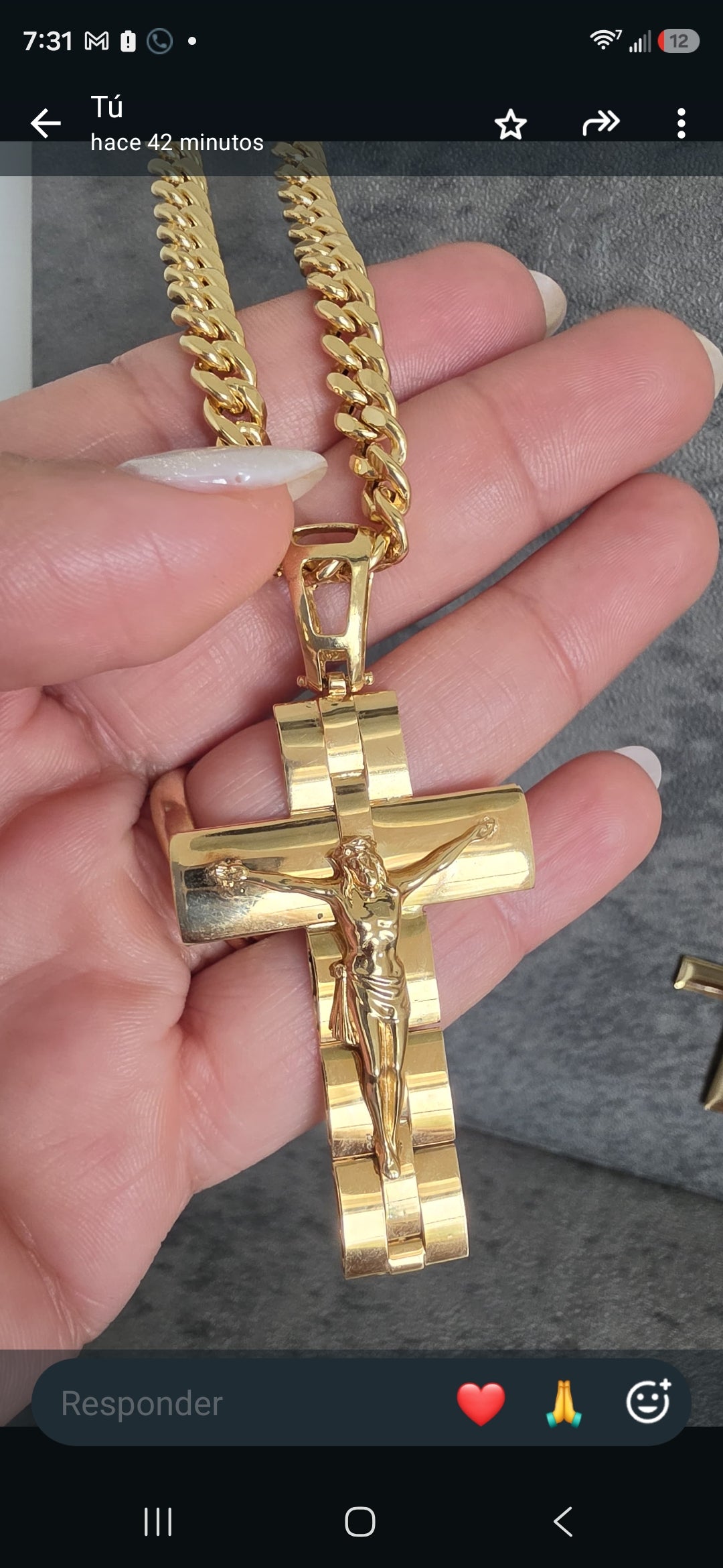 Crucifix pendant - italian 18k gold
