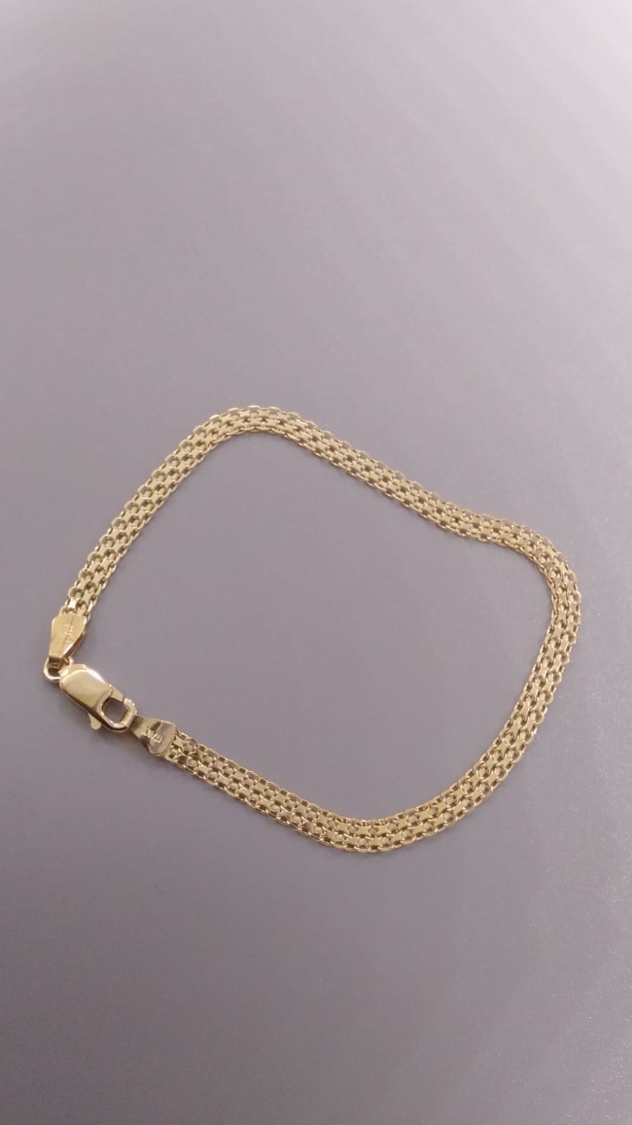 Pulsera tejido chino o bismark  de 19 cm en oro 18kilates italiano amarillo de 5 gramos
