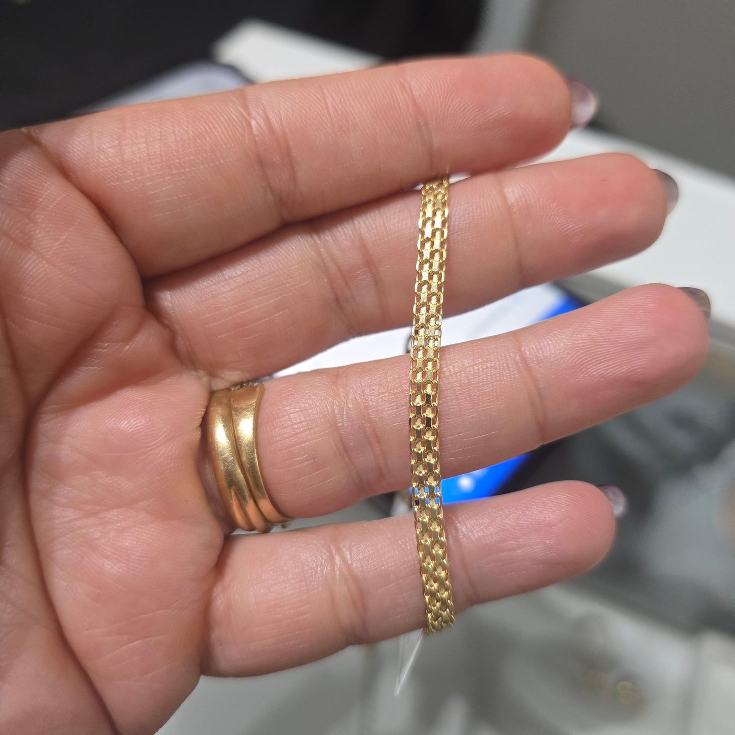 Pulsera tejido chino en Oro18kilates italiano amarillo