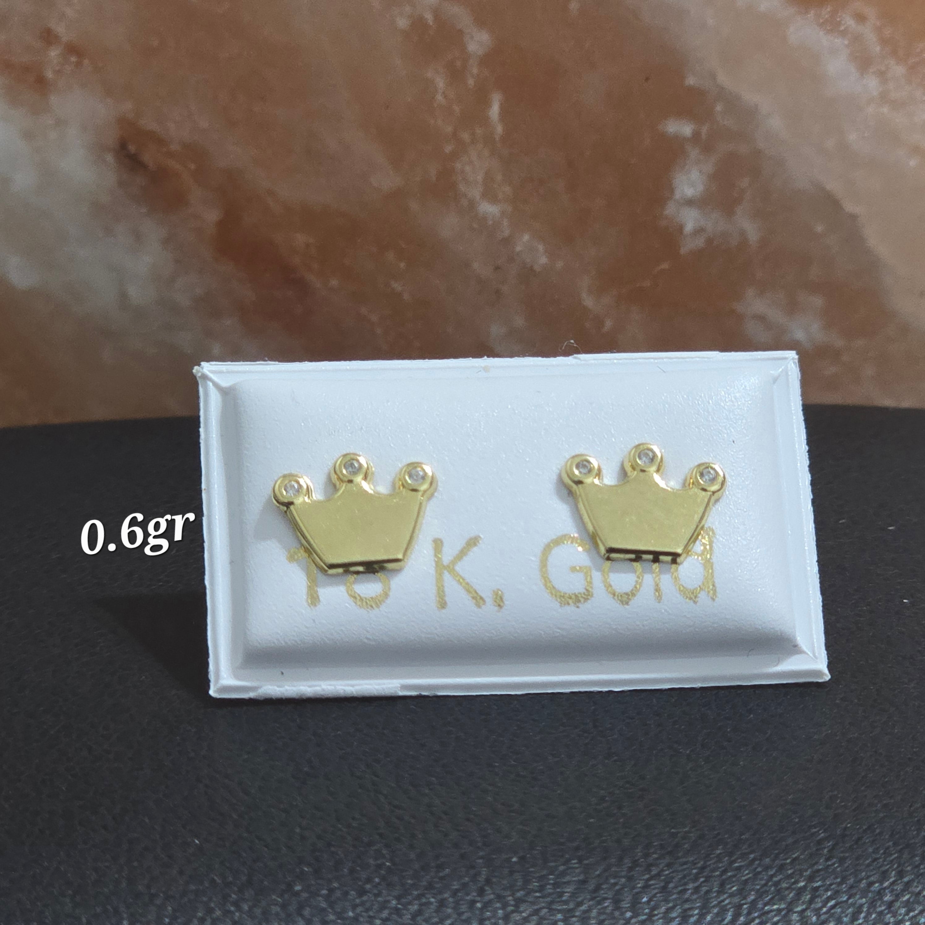 Crown earrings with 0.6g white zircons