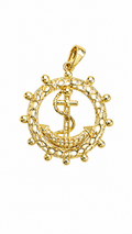 Anchor ship wheel pendant – solid 18k gold