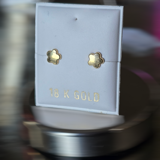 Zarcillos flor con tapa de rosca de seguridad de 0.4 gramos en Oro18kilates italiano