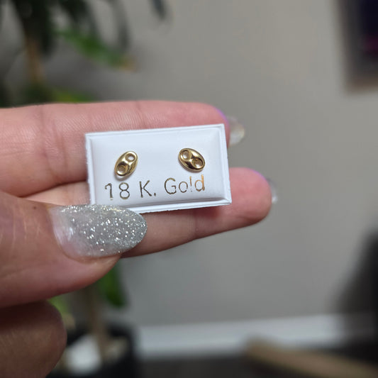 Zarcillos Gcc tapa de rosca de seguridad de 0.5 gramos en Oro18kilates italiano amarillo