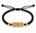 Black woven bracelet with gold beads – solid 18k gold