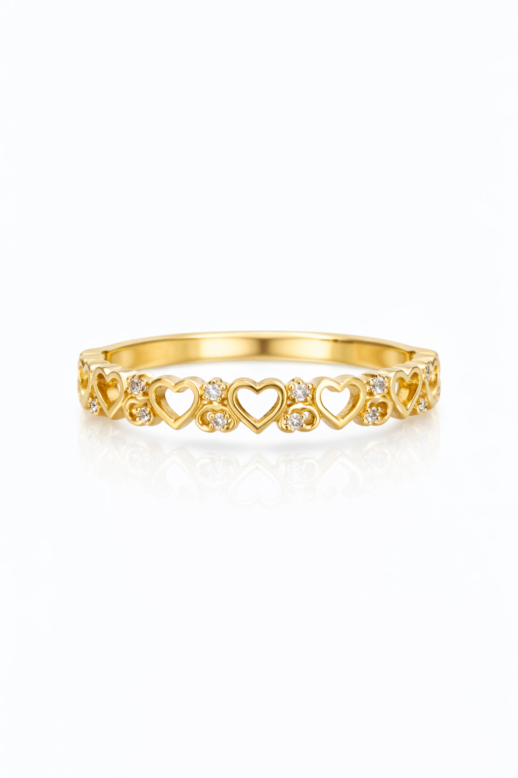 Anillo Corazones con circonita blanca
