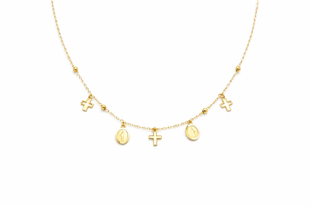 Rosary necklace of the Virgin of the Miraculous Medal and cross
