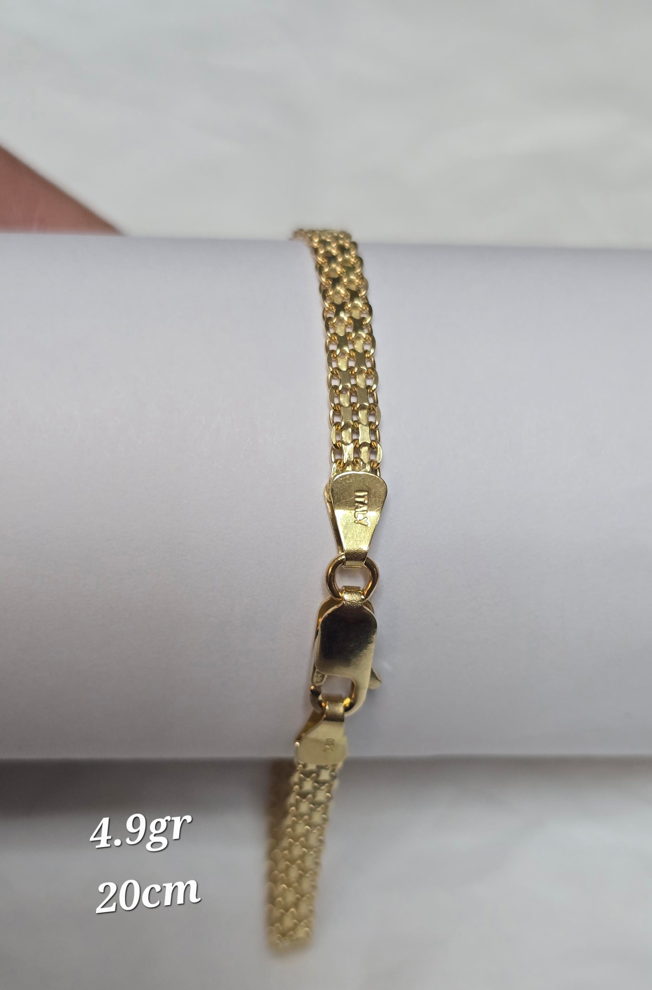 Chinese woven bracelet in 18-karat Italian yellow gold, 20 cm long and 4.9 grams