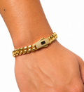`Cuban bracelet with jeweled clasp – solid 18k gold`