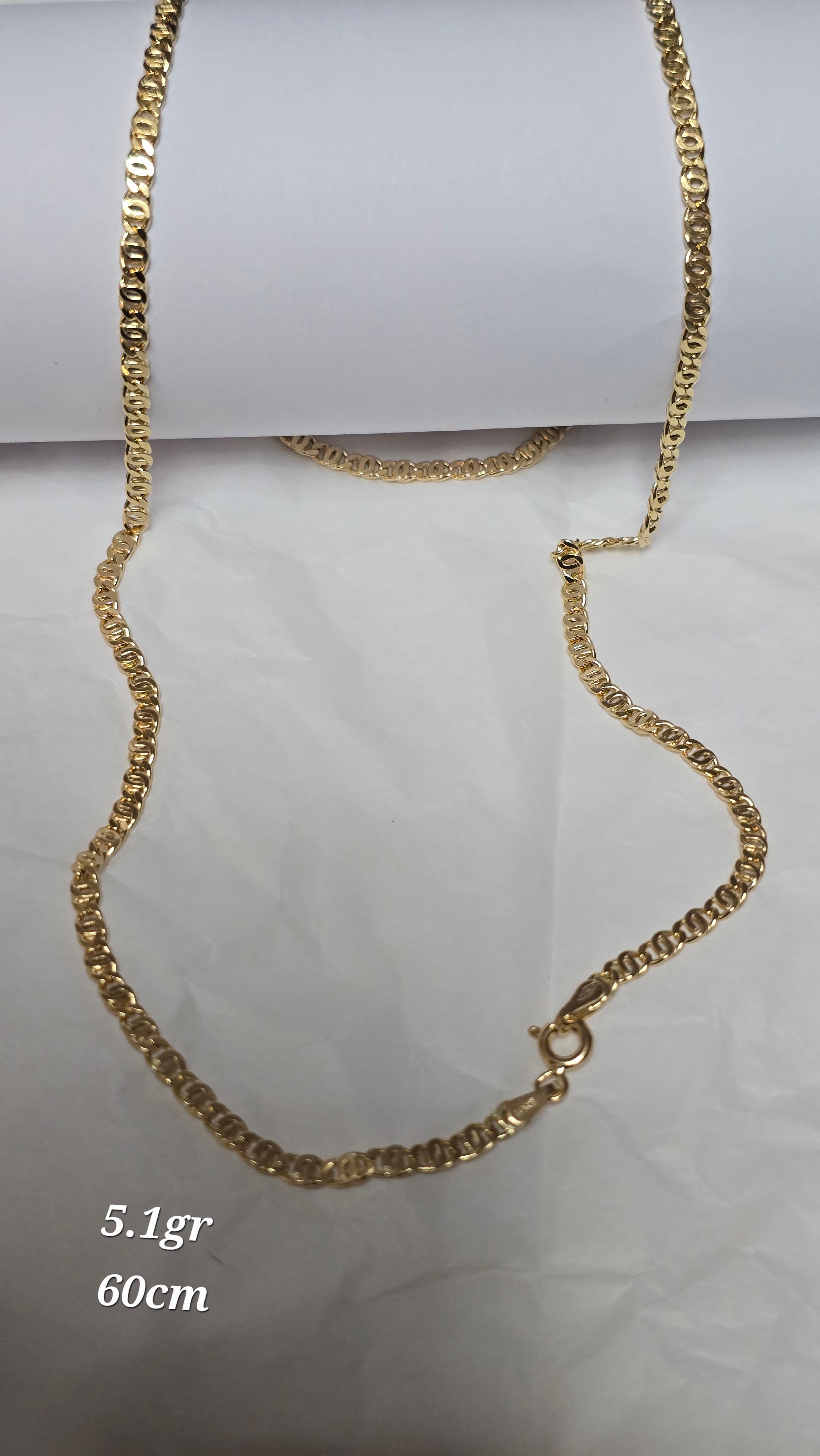 Birdseye pattern chain in 18karat Italian yellow gold, 60 cm, 5.1 grams