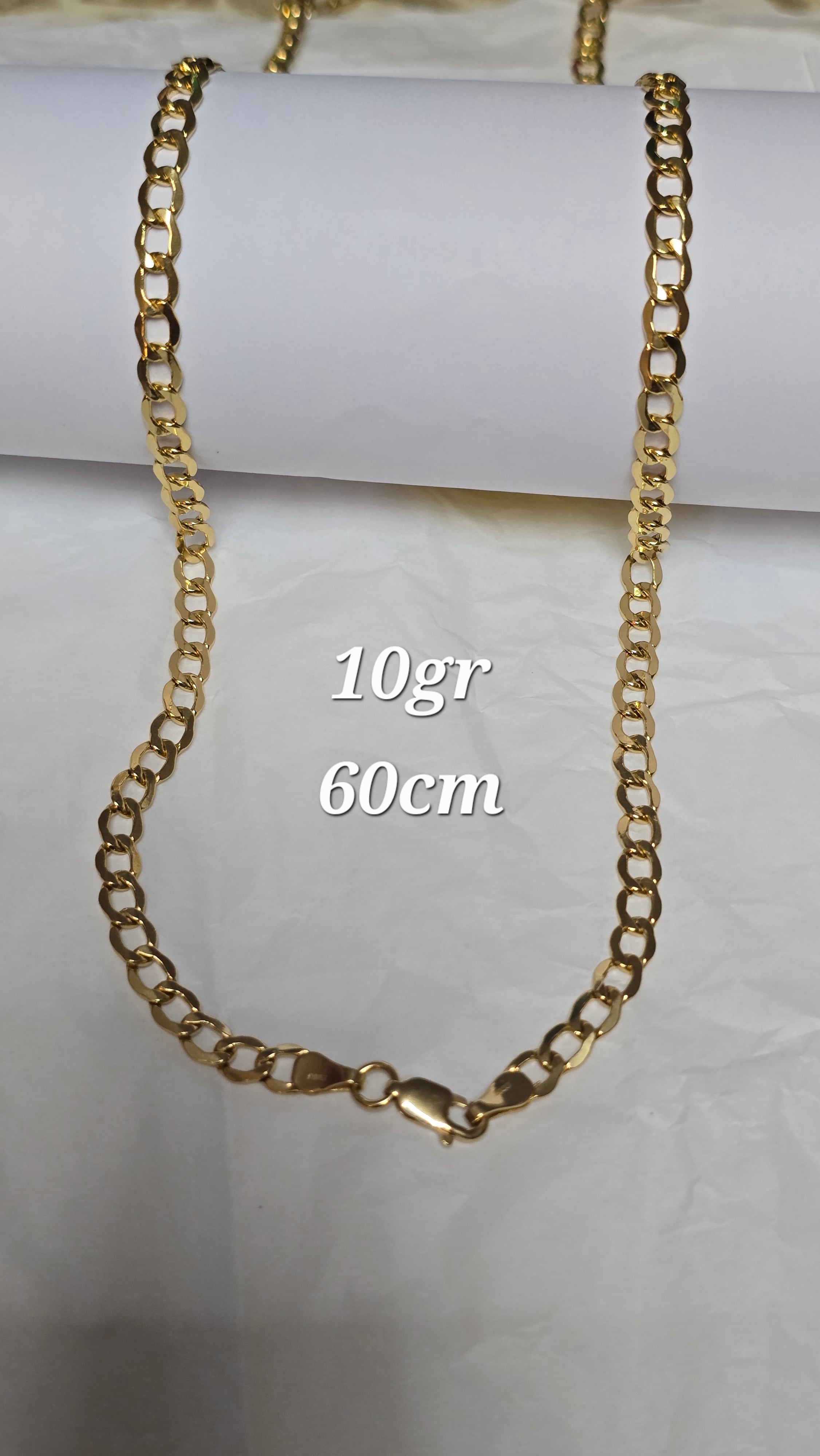Cuban link chain in 18-karat Italian yellow gold, 60 cm, 10 grams