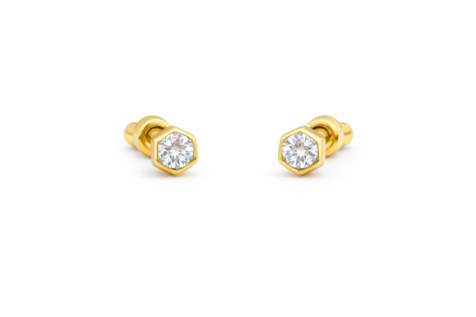 Pendientes hexagonales con circonita blanca