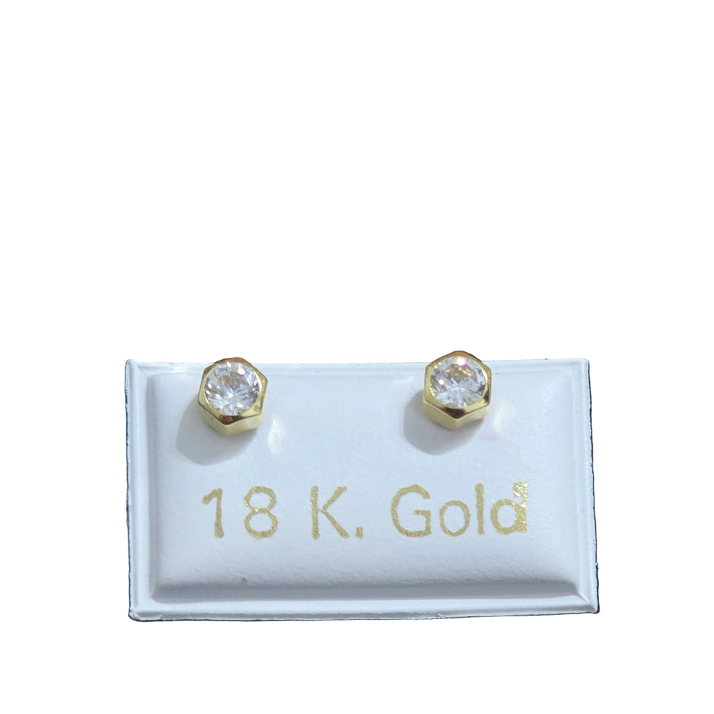 Hexagon earrings with white zircon