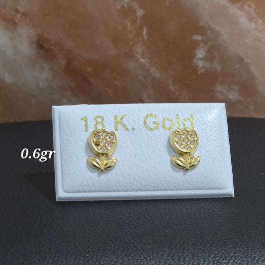 Zarcillos de flor con zircones blanco tapa de rosca de .6gr