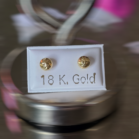 Zarcillos bola diamantada tapa de rosca de seguridad de 0.5 gramos en Oro18kilates italiano amarillo