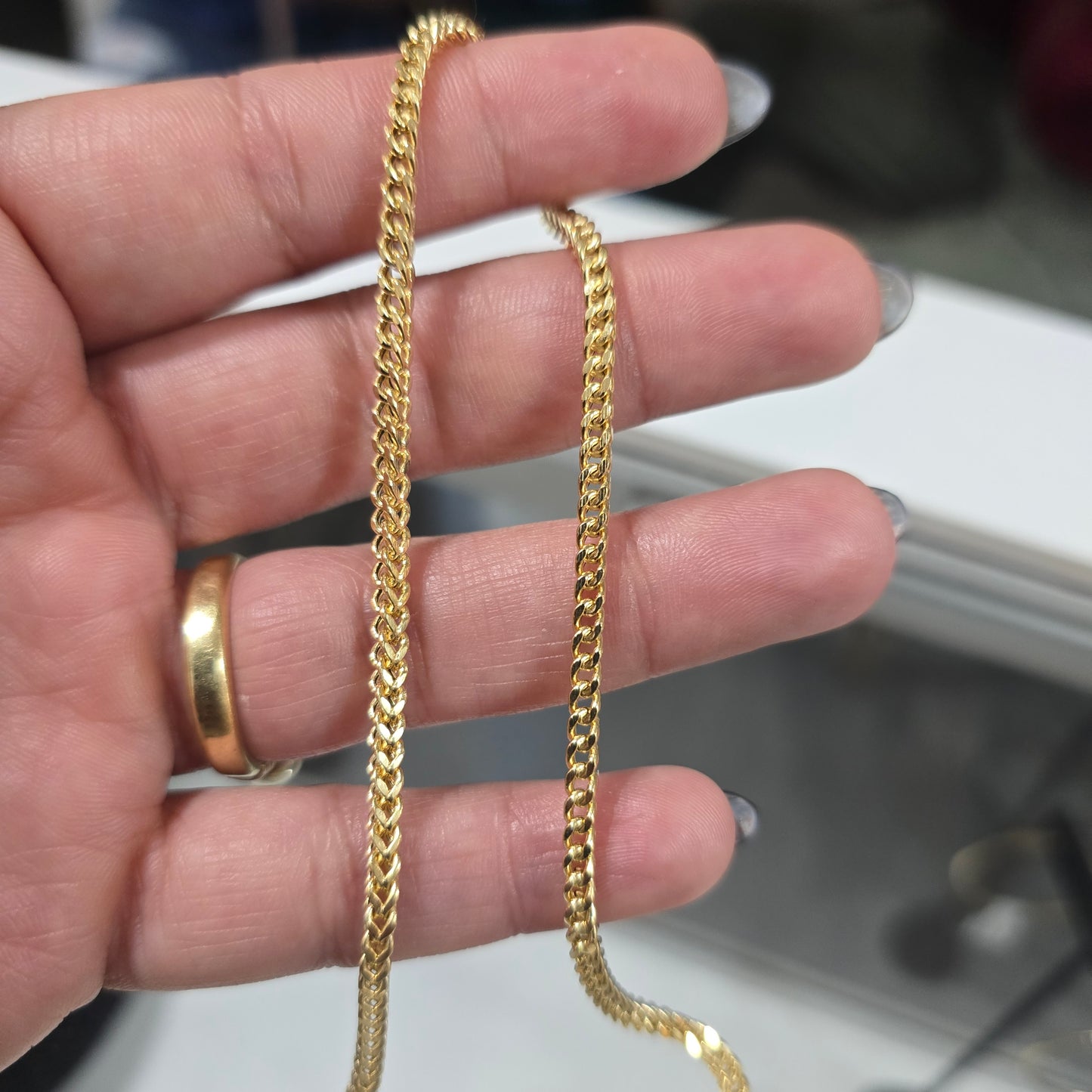 Cadena tejido franco de 60 cm en Oro18kilates italiano amarillo de 11.8 gramos