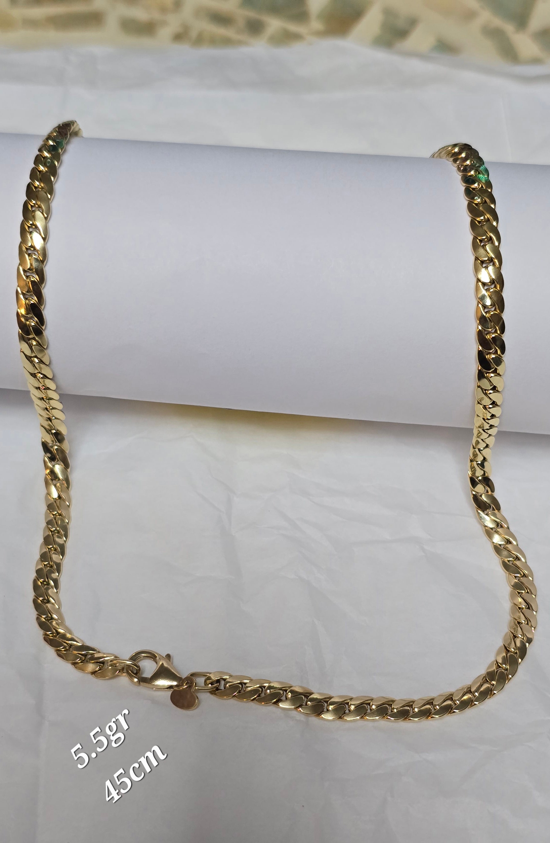 Cuban link chain in 18-karat Italian yellow gold, 45 cm, 5.9 grams
