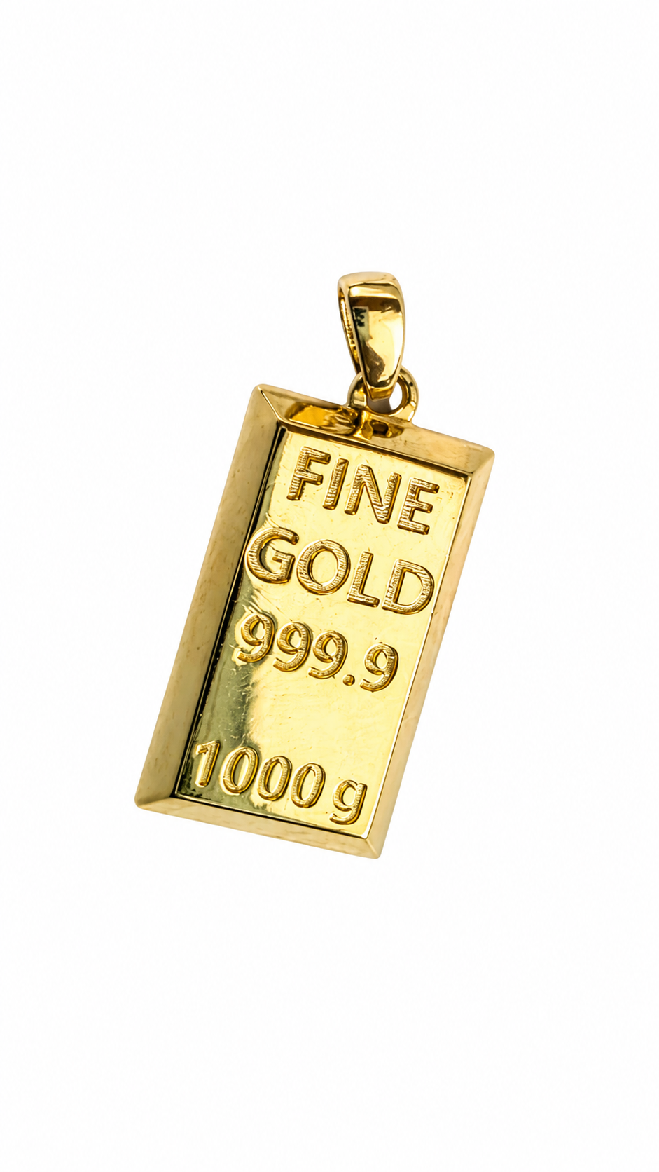 Gold bar pendant – solid 18k gold