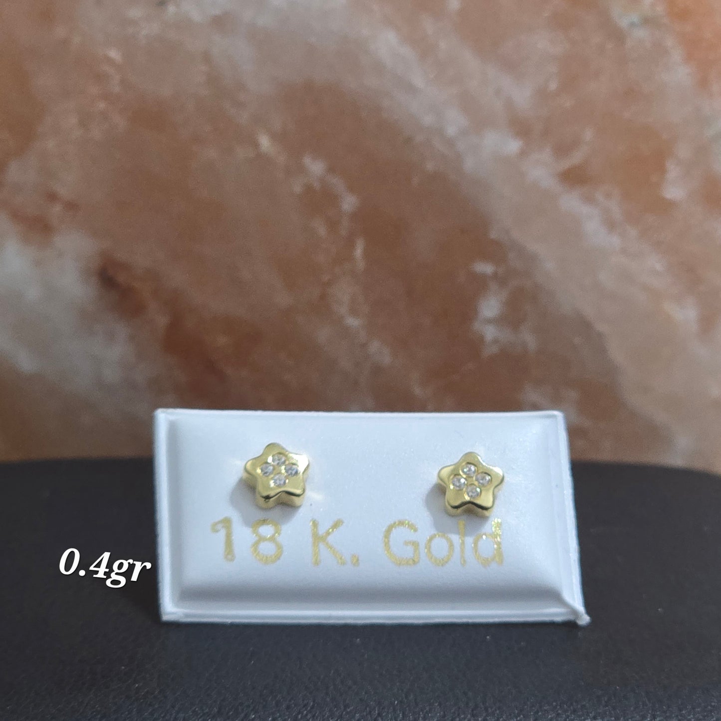 Zarcillos de estrellita con zircones blancos 0.4gr