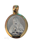 Colgante de la Virgen María en oro italiano de 18 quilates amarillo y blanco