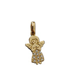 Colgante de angelito con circonitas blancas en oro amarillo italiano de 18 quilates