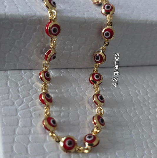 Pulsera de ojo turco roja de 19 cm de 4.2 gramos