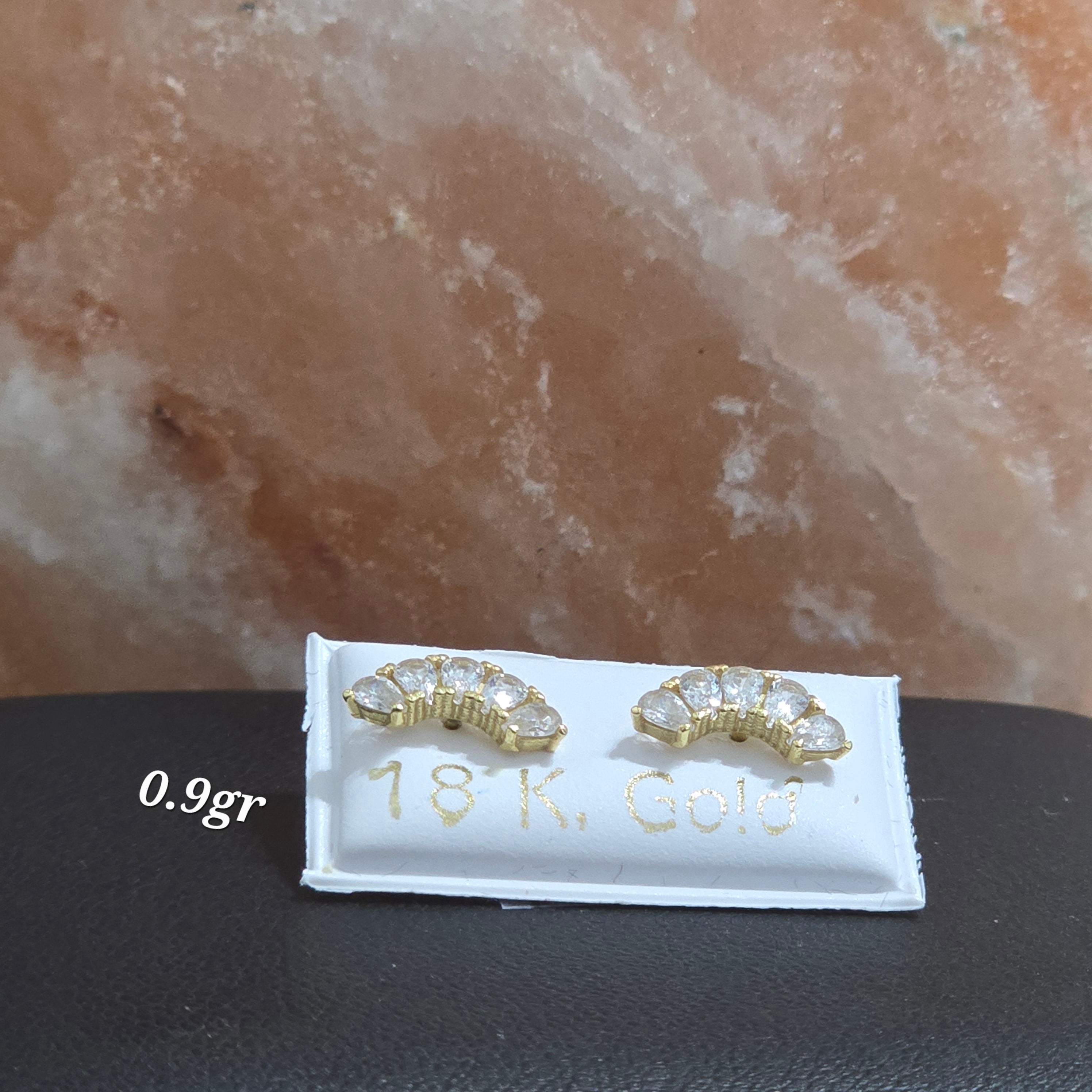 White zircon bow earrings, 0.9g