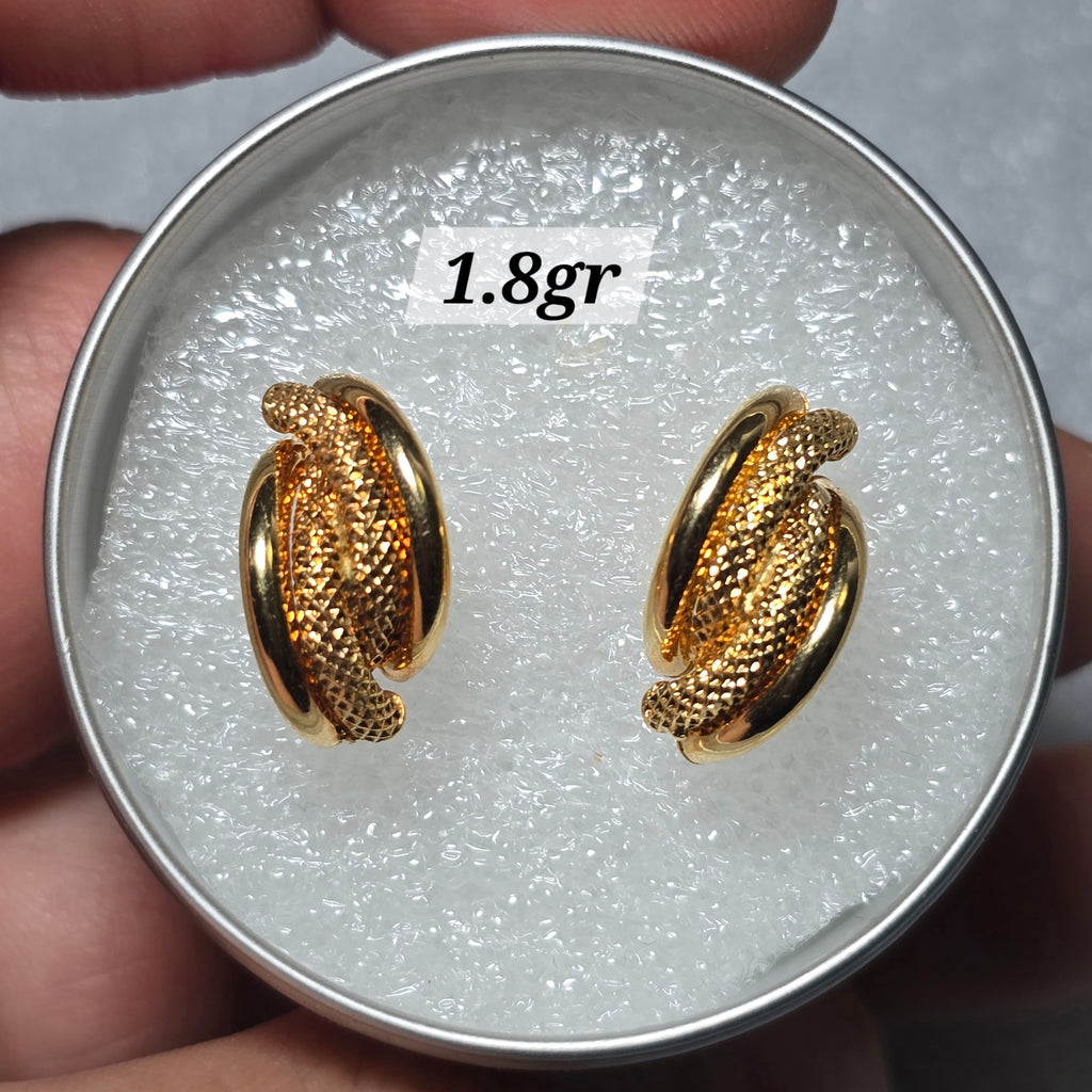 Double cord earrings with butterfly clasp in 18-karat Italian yellow gold, 1.8 grams