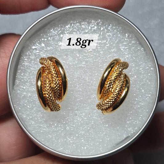 Zarcillos  doble cordon con tapa de mariposa en Oro18kilates italiano amarillo de 1.8 gramos