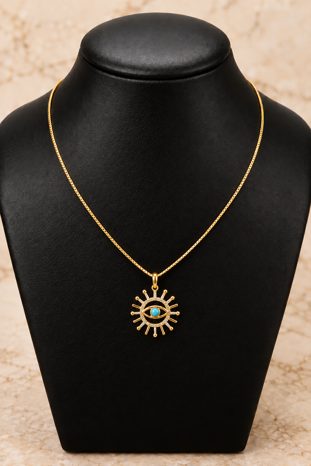 Turkey Sun medallion necklace – solid 18k gold