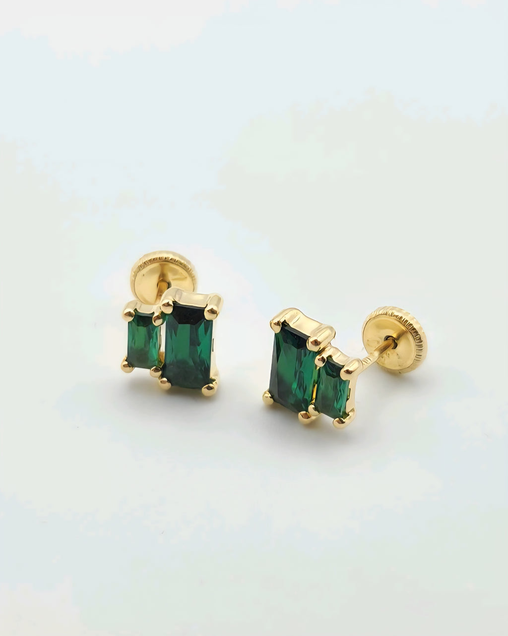 Pendientes de doble circonita verde