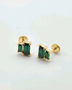 Pendientes de doble circonita verde